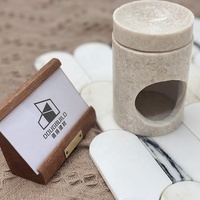 Lampe d'aromathérapie en marbre beige de forme carrée, fabriquée à la main au Japon, style Wabi-sabi, polie, taille personnalisée, diffuseur d'arômes pour la maison