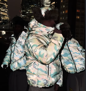 Мужские зимние куртки-пуховики с камуфляжным принтом, светоотражающие, ветрозащитные, водонепроницаемые, светящиеся, с подкладкой - Product Image 3