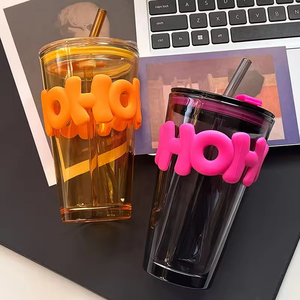 Nouvelle tasse à boire en verre de style créatif Ins, portable, avec logo personnalisable pour la rentrée scolaire, en PP, directement applicable - Product Image 2