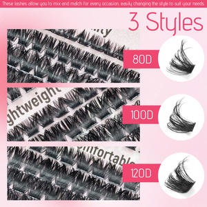 Offre Spéciale – Vente en Gros : <span class=keywords><strong>Cils</strong></span> en Éventail Préfabriqués DIY Tendance et Faits Main (265 Pièces, 80D+100D+120D) pour Femmes - Product Image 3