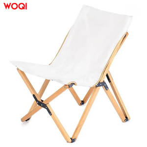 Silla Plegable Woqi, Silla Portátil para Acampar al Aire Libre, Tela Oxford Blanca, Madera de Haya, Silla de Jardín con Bolsa de Transporte - Product Image 2