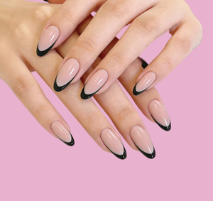 Offre Spéciale – <span class=keywords><strong>Faux</strong></span> <span class=keywords><strong>Ongles</strong></span> Courts Noirs Style Minimaliste Nude, Doux et Tendance, en Résine, à Presser, Forme Amande, Amovibles, Couverture Complète - Product Image 6