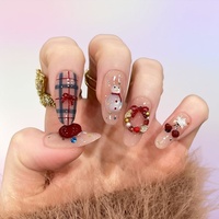 Nail Art 3D à thème de Noël, motifs œil de chat, ultra-minces, pré-dessinés, pour des rêves d'enfance neigeux et amusants