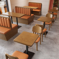 Table de salle à manger commerciale moderne et durable pour restaurant, plateau rectangulaire en bois massif, base en métal noir, mobilier de café en gros