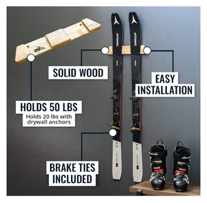 Può contenere 50 libbre in legno massello supporto per esposizione a parete in legno minimalista <span class=keywords><strong>portasci</strong></span> - Product Image 3