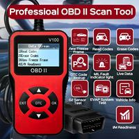 Herramienta de Diagnóstico Automotriz Portátil V100, Lector de Códigos OBDII, Escáner de Automóviles con Funciones de Diagnóstico de Todos los Sistemas, Analizador OBD2