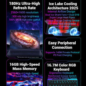 MECHREVO Kuangshi X Laptop Core I714650HX RTX5070 Ordenador portátil para juegos portátil 16 pulgadas 2,5 K 165Hz Portátiles personales y domésticos - Product Image 2