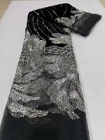 Tissu de Robe de Mariée Écologique en Polyester Jacquard Damassé Léger Jaune Français, Dentelle Chantilly Fantaisie Perlée et Pailletée
