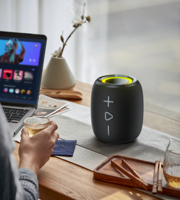 Haut-parleur portable 5.4 avec design sac à main, mini karaoké, lumières LED RGB, rechargeable, étanche IPX4, sortie 10W
