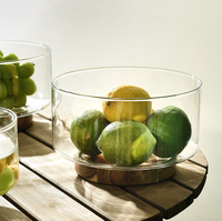 Plateau à fruits en verre très vendu, style simple et moderne, plateau à fruits en bois, plateau à fruits en verre de luxe léger