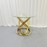 Table à gâteau de mariage moderne en acier inoxydable avec plateau en verre, idéale pour les hôtels, restaurants, banquets, événements et réunions