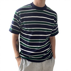 Camiseta de Manga Corta a Rayas para Hombre, Cuello Redondo, Tejida, Informal, Transpirable, Corte Regular, Ropa de Verano Ligera para Uso Diario, Protección UV - Product Image 3