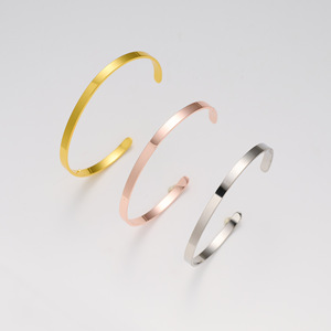 Cuff <b>Bracelet</b> Titanium Steel Open C Shape Unisex Jewelry Gift Rose Gold White Gold Silver Color - Product Image 1