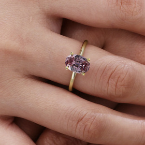 Gioielli S925 argento Sterling placcato in oro ad alto tenore di carbonio 7*10mm taglio ovale <span class=keywords><strong>Morgan</strong></span> zircone rodiato piccione anello - Product Image 2