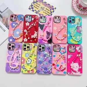 Custom Print Brilliant Cute Flower Armor 2 In 1 Hand Strap Protective Cell Phone Case for Redmi Note 13 Pro Plus