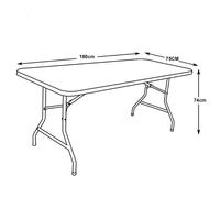 Table de camping pliable en plastique noir en rotin HDPE portable de 6 pieds avec chaise