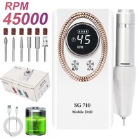 Machine à ongles électrique professionnelle rechargeable 45000 tr/min, lime à ongles portable sans fil pour l'élimination des ongles en acrylique et en gel