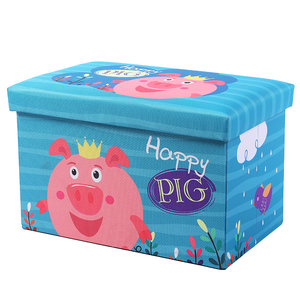 Pouf de rangement carré pour enfants, profondément rembourré, gain de place, pliable, repose-pieds avec sac, design rectangulaire - Product Image 6