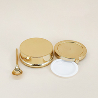 Pot en verre cosmétique de luxe en gros, 30g, 50g, 80g, 100g, doré, pour crème visage et soins de la peau, avec base dorée et cuillère
