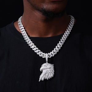 Pendentifs de mode, breloques en argent sterling 925, diamant moissanite VVS, pendentif aigle <span class=keywords><strong>blanc</strong></span> américain étincelant pour <span class=keywords><strong>rappeur</strong></span> homme - Product Image 4