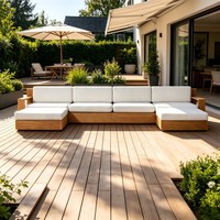 Meubles modernes en promotion : Ensembles de canapés d'extérieur modulaires en bois de teck pour patio, jardin, salon, hôtel, villa, parc