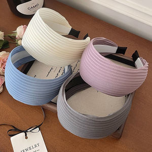 Diadema de Color sólido a la moda MIO, diadema de <span class=keywords><strong>maquillaje</strong></span> para lavarse la cara, diadema ancha antideslizante de estilo coreano para mujeres y niñas, tocado - Product Image 1