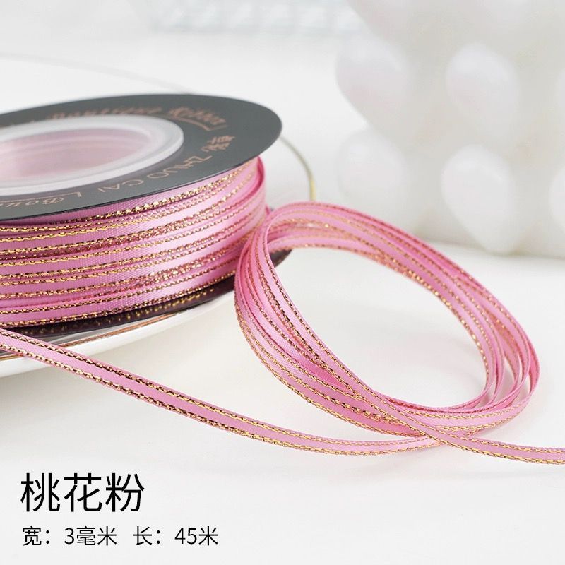 Rose fleur de pêcher 3mm de largeur et 50yards