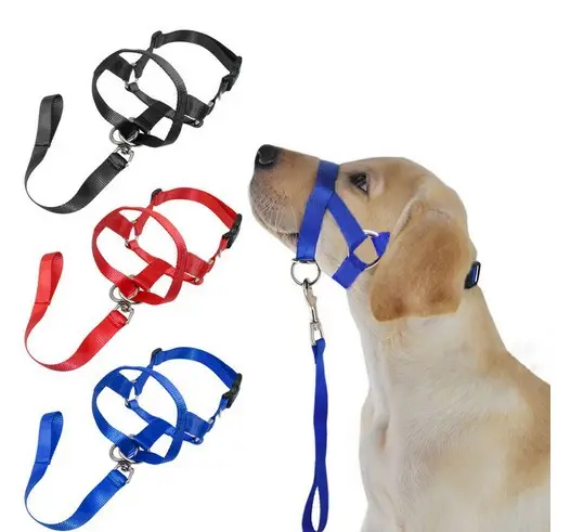 Correa De Perro Comfortable Nylon Adjustable Soft Dog Muzzles, Anti Biting Training Stop Chewing Barking Attach to Collar