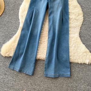 Mono largo vaquero vintage de verano con cuello en V y cintura alta sin mangas para mujer - Product Image 3