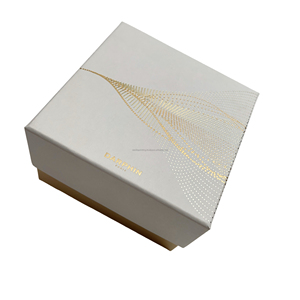 Caja cuadrada blanca de embalaje de cartón rígido de 2 piezas de lujo personalizada con logotipo Base de tapa de dos piezas para joyería - Product Image 3