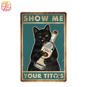 Lustiges 'Show Me Your Tito's' Schwarzes Poster Männerhöhle-Schild Vintage Bar-Schild Wanddekoration Aluminium-Druck 30,5 cm x 20,3 cm - Product Image 1