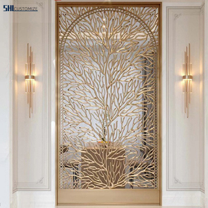 Luxury Stainless Steel <strong>Partition</strong> <strong>Wall</strong> Laser Cut <strong>Panel</strong> for Hotel <strong>Lobby</strong> Villa Club Custom Metal Room Divider Design - Product Image 1