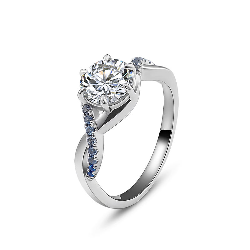 Anillo de moissanita de oro macizo de 14 quilates.