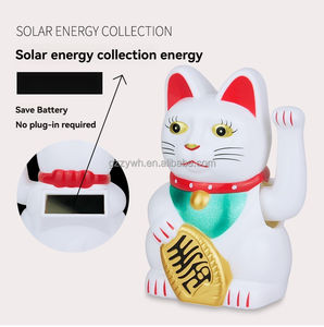 Japanese Waving Beckoning Maneki Neko 3 Inch Solar Powered Plastic Lucky <strong>Cat</strong> <strong>Figurine</strong> for Shop Business Ornament Home Decoration - Product Image 5