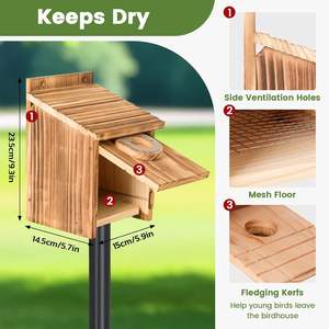 Maisons à oiseaux pour l'extérieur avec garde prédateur en métal Maison à oiseaux pour <span class=keywords><strong>Bluebird</strong></span> Finch Wren Cardinals, maisons <span class=keywords><strong>Bluebird</strong></span> - Product Image 4