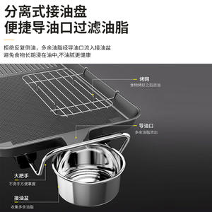 Parrilla eléctrica Homebbq de 40x28cm, plancha antiadherente para interiores, sin humo, para cocinar carne y verduras, con una potencia de 1200W. - Product Image 2