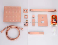 Ensemble de robinet de douche de salle de bain en or rose brossé dissimulé au mur de luxe colonne avec pommeau de douche 304 en acier inoxydable de 8 pouces