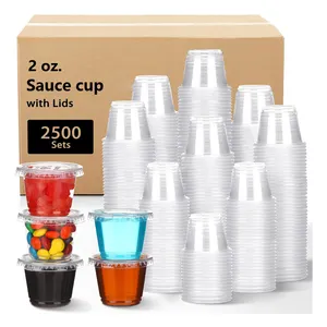 2-Ounce BPA-Free Clear Plastic Jello Shot Souffle Cups with Lids Sampling Cups