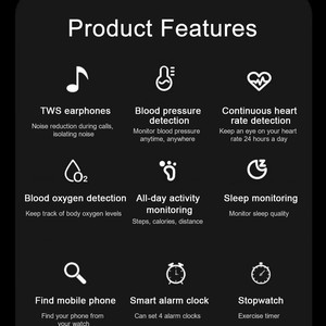 Reloj Inteligente S9 con Auriculares TWS 2 en <span class=keywords><strong>1</strong></span>, Recordatorio de Pagos, Sincronización de Frecuencia Cardíaca, Deportes, NFC - Product Image 4