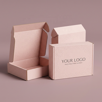 Boîte d'expédition en carton ondulé rose à pois personnalisée, imprimée sur toute la surface, pour emballage cosmétique