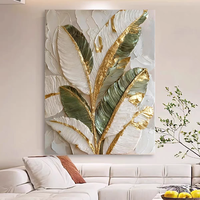 Décoration Murale 3D Toile Artisanale Nature Morte Cadre Aluminium Doré Revêtement Fait Main Peinture à l'Huile Minimaliste Décoration Murale Minimaliste
