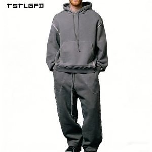 Unisex Autumn Casual Terry 100% Cotton Breathable Sweatsuit Hoodie <b>Sweatpants</b> <b>Set</b> Baggy Tracksuit Men Oversized Solid Custom - Product Image 1