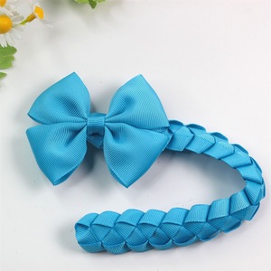 Fascia per capelli con fiocco in tinta unita con treccia fatta a mano <span class=keywords><strong>da</strong></span> ragazza fascia per capelli accessori per capelli - Product Image 1