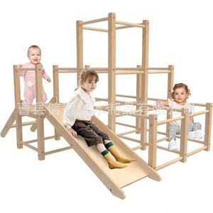 Wooden children's climbing <b>frame</b> with <b>swing</b>, multi-functional wooden <b>frame</b> for home use, children's room. - Product Image 1