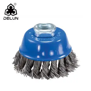 Wire brush DELUN 5 inch 125 mm Twisted steel Wire Cup Brush with OEM service and good performance