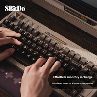 Teclado Mecánico Retro 8Bitdo Retro 87 C64 para Juegos, Compatible con Windows 10/11/Android, Teclado de 87 Teclas con Joystick, Tres Modos, 85HA03