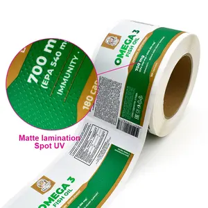 High Quality Adhesive private label suppliers Waterproof Shiny Silver Bopp roll label Custom printing