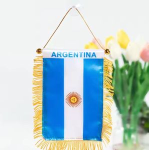 Fábrica al por mayor personalizado 10*15 cm doble cara impresa satén tela Mini <span class=keywords><strong>coche</strong></span> colgante bandera con borlas - Product Image 4
