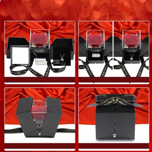 Boîte cadeau de bijoux pour la Saint-Valentin, boîte cadeau de fleurs éternelles, boîte d'emballage de bijoux avec rose préservée, boîte à tiroir carrée en acrylique - Product Image 4