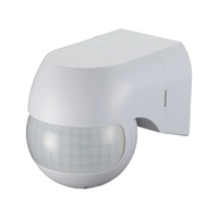 Détecteur de mouvement mural extérieur IP44 à capteur PIR, angle de détection de 180°, LED adaptée à une alimentation 220-240V, lumière ambiante réglable